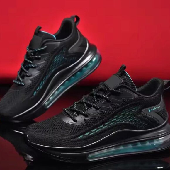 NEW - FASHION BLACK AND GREEN ANTI SLIP RUBBER SOLE RUNNING SHOES WOMENS- SIZE 8 - Picture 6 of 6